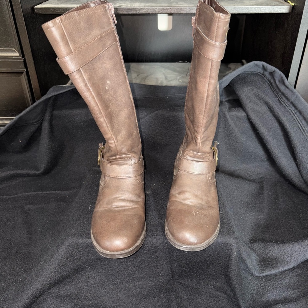 Brown Leather Knee-High Boots
